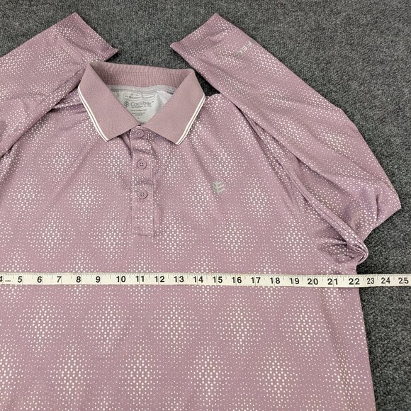 COOLIBAR Pullover Mens L Erodym Mauve Pink Print UPF 50+ Active Long Sleeve Polo - Picture 13 of 14